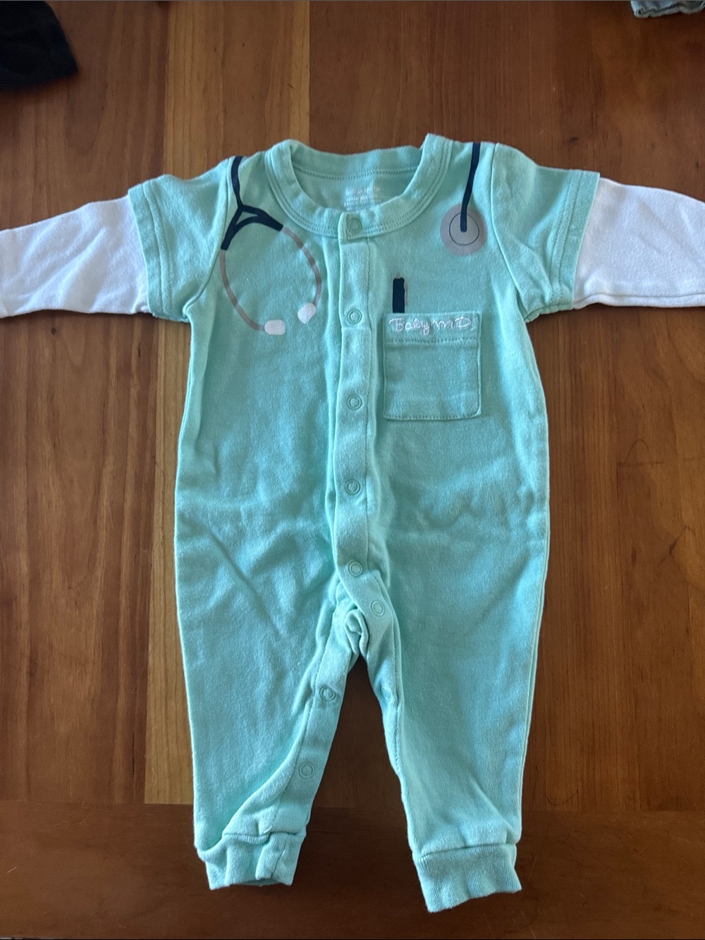 Baby Aspen Mint and White Doctor-Themed One-Piece Bodysuit